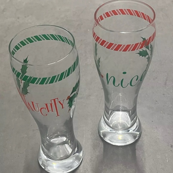 Set of 2 - Naughty and Nice Beer Glasses - Picture 2 of 13
